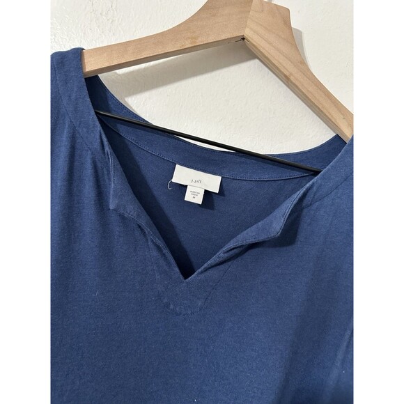 J. Jill Elephant Walk Navy Blue Sleeves Knit Dress Small Embroidered J.Jill Smal - Picture 4 of 6